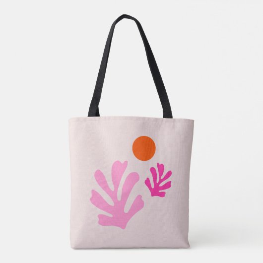 Abstracte bladeren roze Sinaasappel moderne vormen Tote Bag (Achterkant)