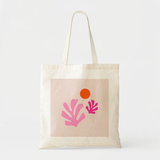 Abstracte bladeren roze Sinaasappel moderne vormen Tote Bag (Voorkant)