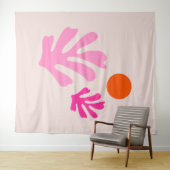 Abstracte bladeren roze Sinaasappel moderne vormen Wandkleed (In Situ (horizontaal))