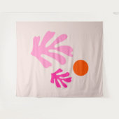 Abstracte bladeren roze Sinaasappel moderne vormen Wandkleed (Voorkant (horizontaal))