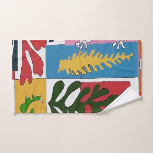 Abstracte bladeren, tekst toevoegen bad handdoek (Handdoek)