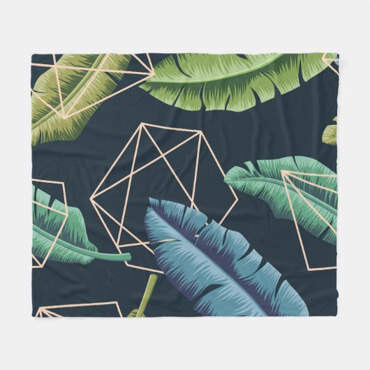 Abstracte bladeren: veelhoekige lijn naadloos. fleece deken (Voorkant (Horizontaal))
