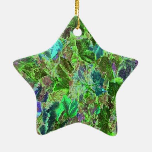 Abstracte bladeren Vloeiend groen Keramisch Ornament (Achterkant)