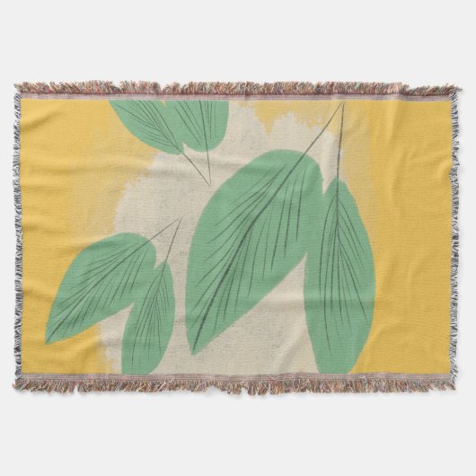 Abstracte Bladgroen Geel Illustratie Deken (Voorkant)