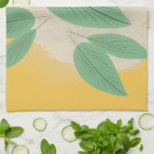 Abstracte Bladgroen Geel Illustratie Theedoek (Gevouwen)