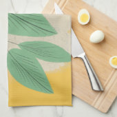 Abstracte Bladgroen Geel Illustratie Theedoek (Quarter Fold)