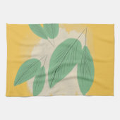 Abstracte Bladgroen Geel Illustratie Theedoek (Horizontaal)