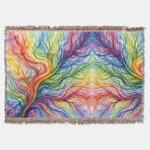 Abstracte bladnerf regenboog waterverf dekens deken