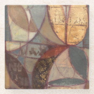 Abstracte bladschilderij van Floral door Norman Wy Glazen Onderzetter