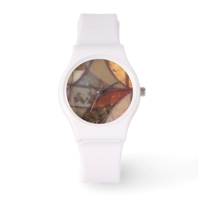 Abstracte bladschilderij van Floral door Norman Wy Horloge (Voorkant)