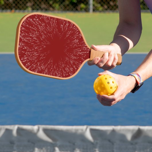 Abstracte blast van rode en witte ruimte pickleball paddle (Insitu)