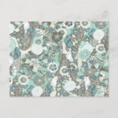 Abstracte blauw bruine bloemen briefkaart (Voorkant)