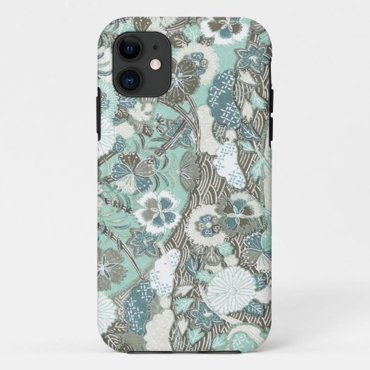 Abstracte blauw bruine bloemen Case-Mate iPhone case (Achterkant)