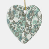 Abstracte blauw bruine bloemen keramisch ornament (Rechts)