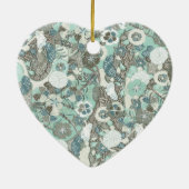 Abstracte blauw bruine bloemen keramisch ornament (Achterkant)