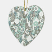 Abstracte blauw bruine bloemen keramisch ornament (Links)