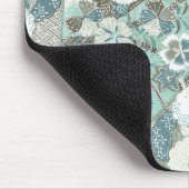 Abstracte blauw bruine bloemen muismat (Hoek)