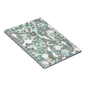 Abstracte blauw bruine bloemen notitieboek (Rechterzijde)