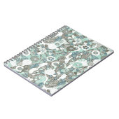 Abstracte blauw bruine bloemen notitieboek (Linkerzijde)