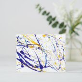 Abstracte blauw- en gele schildpad briefkaart (Staand voorkant)