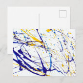 Abstracte blauw- en gele schildpad briefkaart (Voorkant / Achterkant)