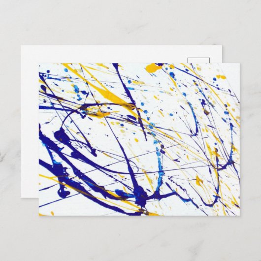 Abstracte blauw- en gele schildpad briefkaart (Voorkant / Achterkant)