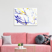 Abstracte blauw- en gele schildpad canvas afdruk (Insitu (Woonkamer))