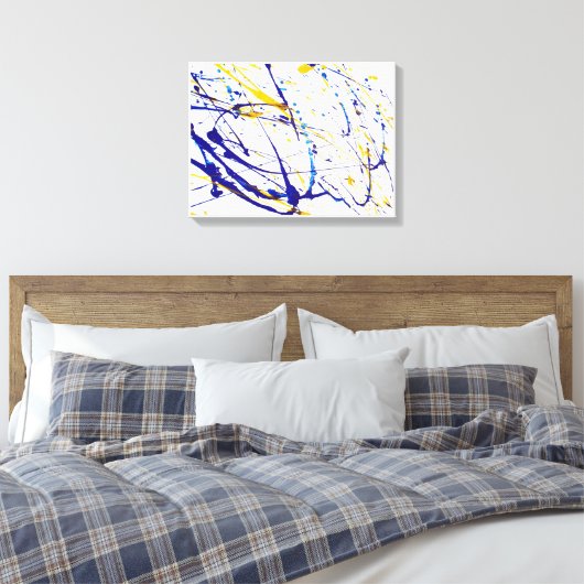 Abstracte blauw- en gele schildpad canvas afdruk (Insitu (Slaapkamer))