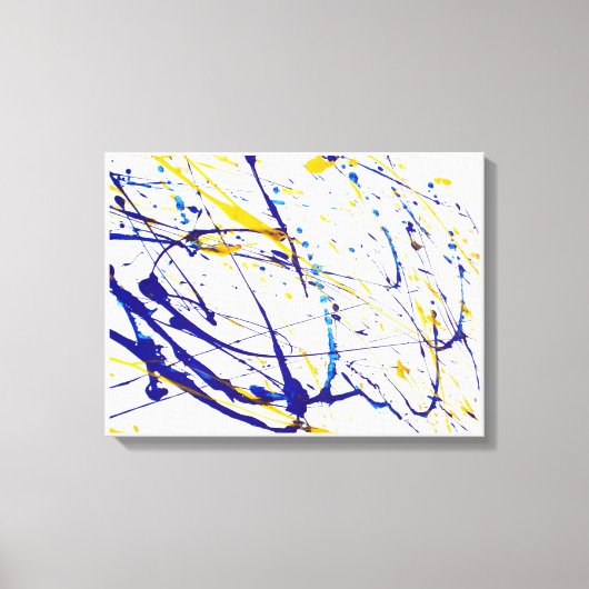 Abstracte blauw- en gele schildpad canvas afdruk (Voorkant)
