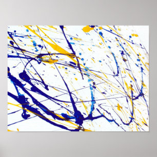 Abstracte blauw- en gele schildpad poster