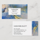 Abstracte blauw- en goudalcoholinkt Vloeibare kuns Visitekaartje (Voorkant / Achterkant)