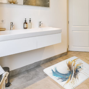 Abstracte blauw en gouden badmat – Dynamic Design