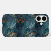 Abstracte blauw en gouden verftextuur Case-Mate iPhone case (Achterkant (horizontaal))