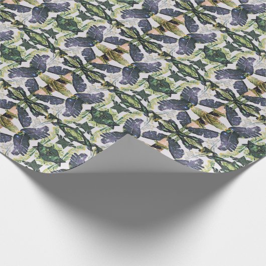 Abstracte Blauw en Groene Blauwe Kleur Craft of Ca Cadeaupapier (Hoek)