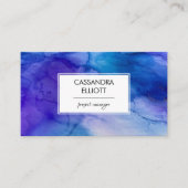 Abstracte blauw en Paarse alcoholinkt Vloeibare ku Visitekaartje (Voorkant)