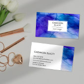 Abstracte blauw en Paarse alcoholinkt Vloeibare ku Visitekaartje