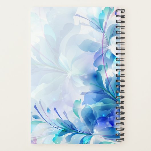 Abstracte blauw en paarse bloemen planner (Achterkant)