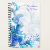Abstracte blauw en paarse bloemen planner (Voorkant)