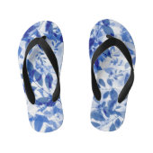 Abstracte blauw en witte bladeren kinder teenslippers (Voetbed)