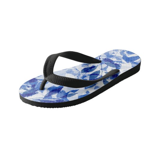 Abstracte blauw en witte bladeren kinder teenslippers (Schuin)