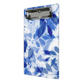 Abstracte blauw en witte bladeren mini klembord (Angled2)