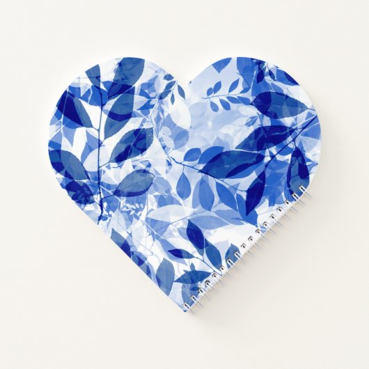 Abstracte blauw en witte bladeren notitieboek (Achterkant)