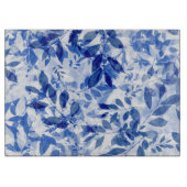 Abstracte blauw en witte bladeren snijplank (Voorkant)