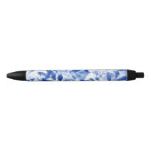 Abstracte blauw en witte bladeren zwarte inkt pen (Voorkant)