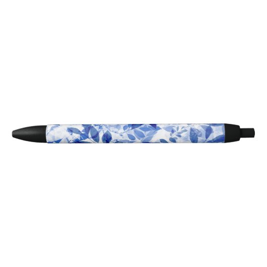Abstracte blauw en witte bladeren zwarte inkt pen (Voorkant)