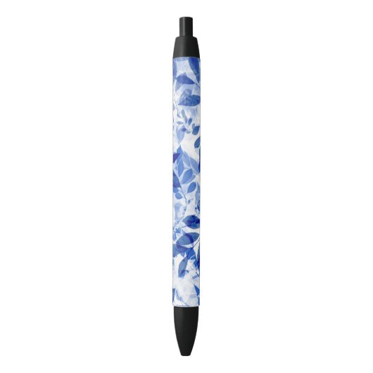 Abstracte blauw en witte bladeren zwarte inkt pen (Voorkant Verticaal)