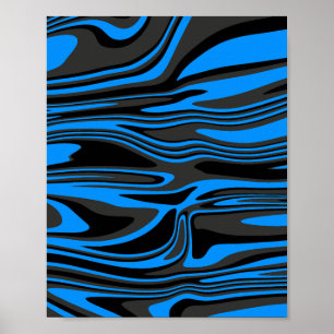 Abstracte blauw en zwart stroom poster