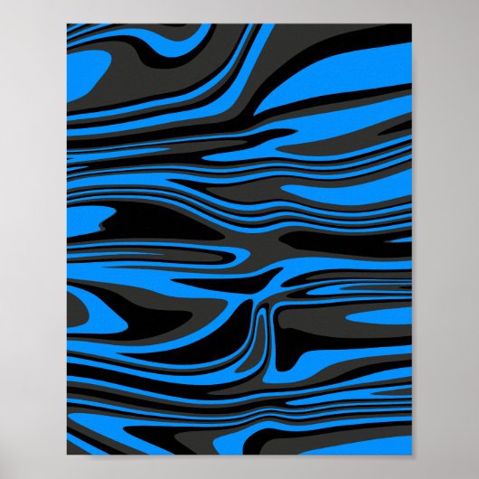 Abstracte blauw en zwart stroom poster (Voorkant)