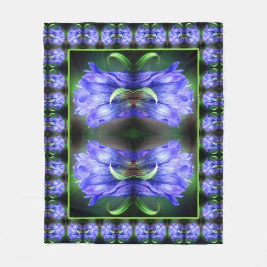 Abstracte blauw Gentian Flower Fleece Deken (Voorkant)