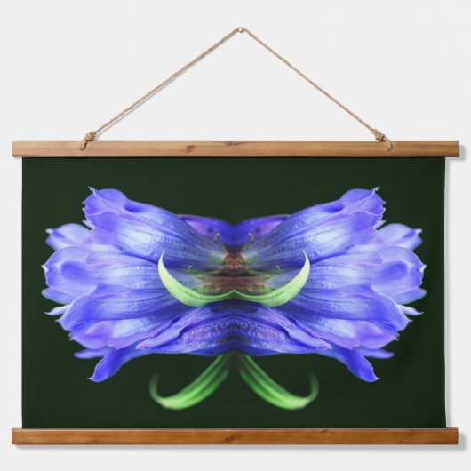 Abstracte blauw Gentian Flower Hangend Wandkleed (Voorkant)